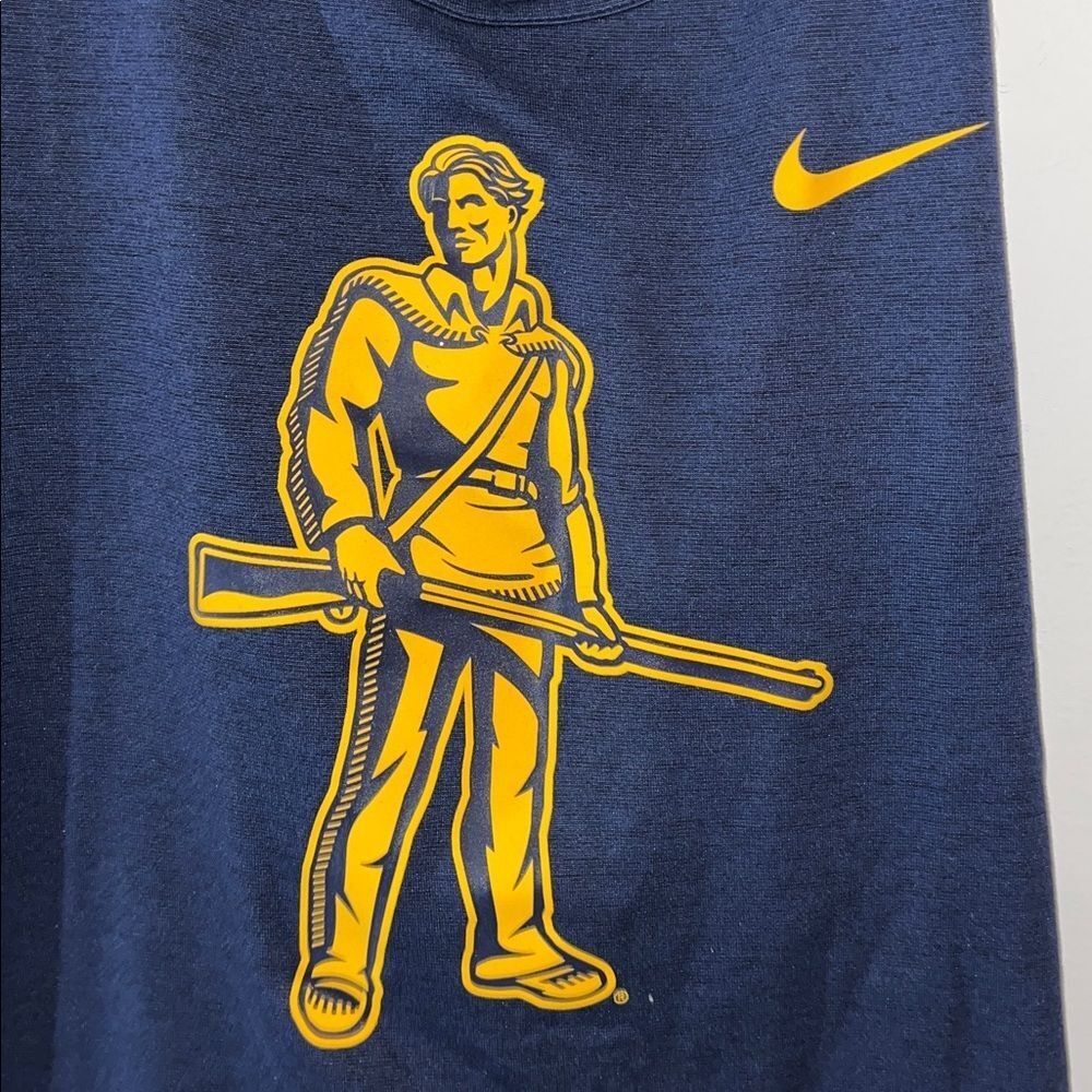 Nike Dri Fit Muscle Shirt Tank Sleeveless racerback T shirt Wvu West Virginia M - Picture 3 of 4